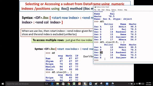 Selecting and Accessing Elements|Class XII IP Accessing DataFrame elements смотреть онлайн