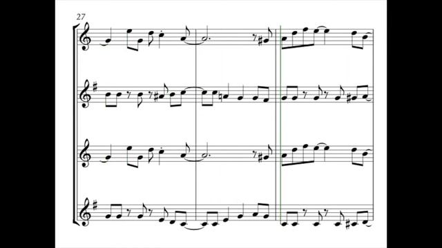 Jingle Bells Jazz Arrangement for Saxophone Quartet ~ ♪ Sheet Music ♪ смотреть онлайн