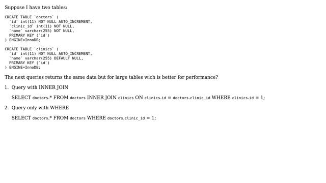 Databases: INNER JOIN between 2 tables vs WHERE on one table performance смотреть онлайн