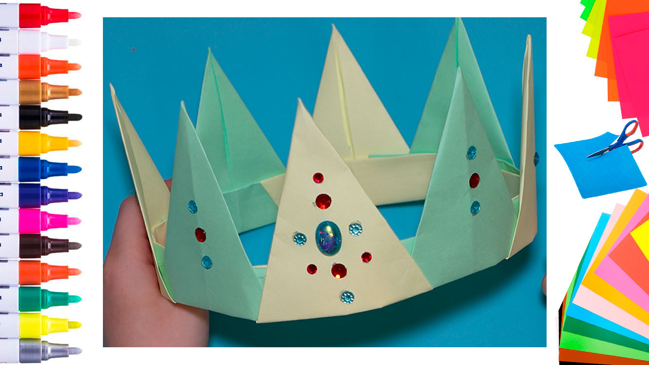 Как сделать Корону из бумаги своими руками, детские простые поделки в детский сад и в школу смотреть онлайн