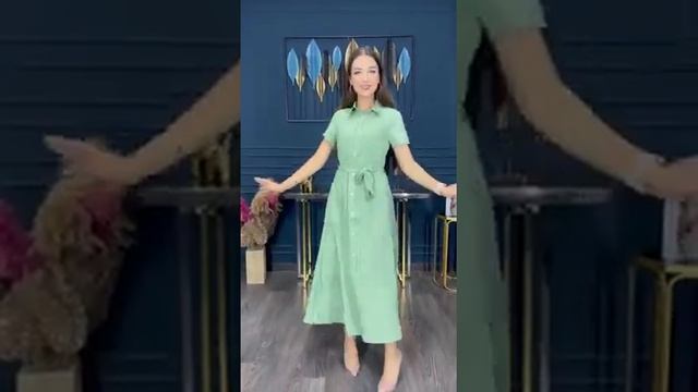 мятное платье на пуговицах в горошек смотреть онлайн