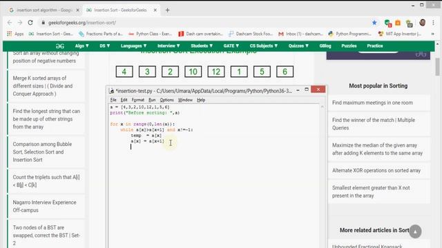 Insertion Sort - Using Python смотреть онлайн