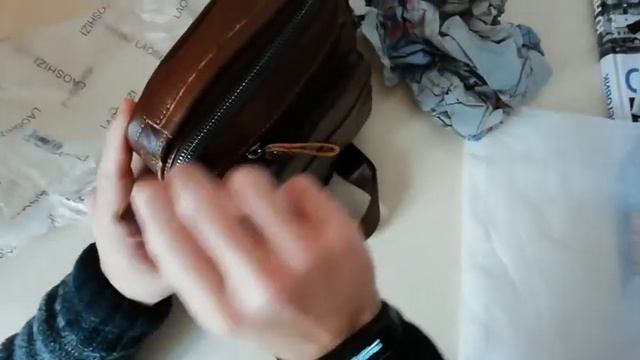 Мужская сумка из натуральной кожи с Алиэкспресс смотреть онлайн