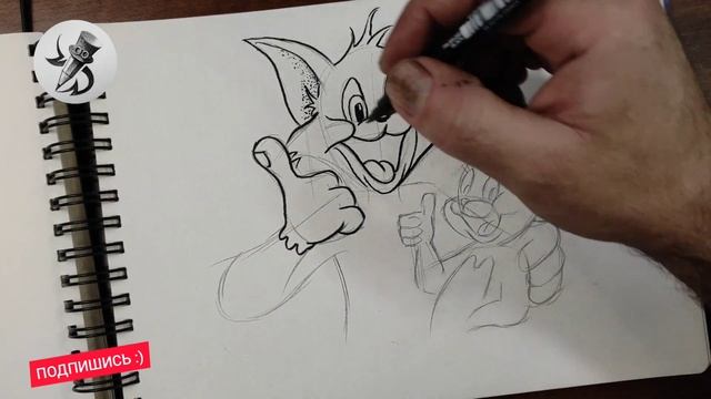 Как нарисовать Тома и Джерри. Том и Джерри. Drawing Tom and Jerry. смотреть онлайн