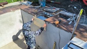 монтаж форсунок и скиммера в бетонный бассейн.