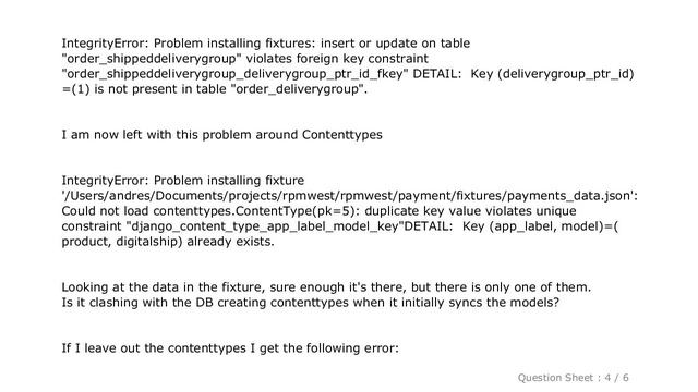 Django : Django unable to load test fixtures, IntegrityError смотреть онлайн