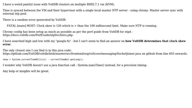 How does a VoltDB cluster determine time sync between nodes? смотреть онлайн