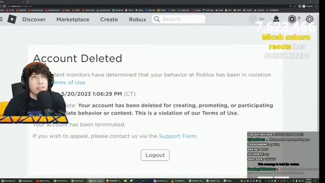 @KreekCraft gets BANNED on Roblox... смотреть онлайн