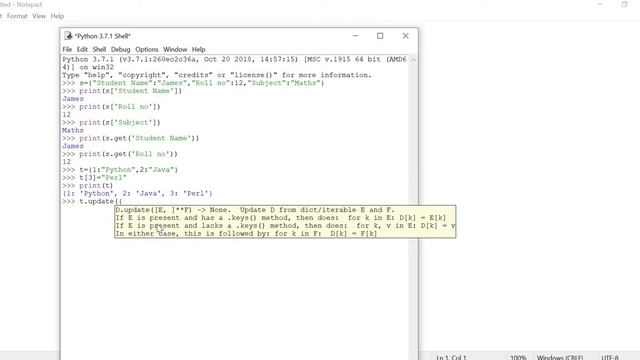 Dictionary functions Example in Python смотреть онлайн