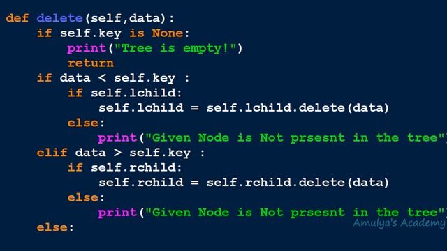 Python Program To Implement Binary Search Tree | Program 6 | Deletion{Except Root Node With 1 child смотреть онлайн