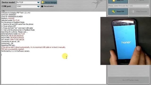 Honor 6A  (DLI-TL20) Frp / Удалить гугл аккаун / Octopus Frp