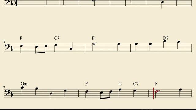 O Little town of Bethlehem Partitura de Trombón Chelo Fagot Tuba Bomb con acordes Oh Pequeña Ciuda смотреть онлайн