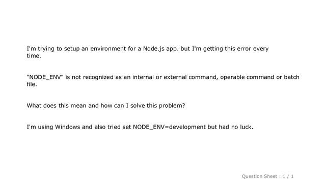 Windows : "NODE_ENV" is not recognized as an internal or external command, operable command or batc смотреть онлайн