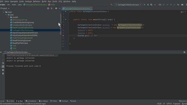 Garbage collection example in Java with source code смотреть онлайн