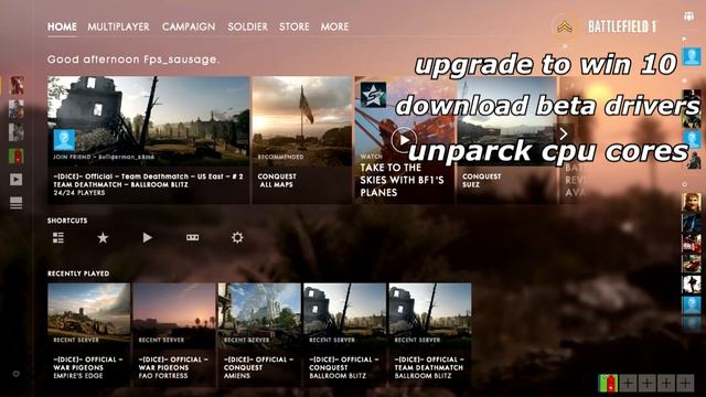 ►BATTLEFIELD 1 , HOW TO BOOST/FIX. FPS 💡(theory) смотреть онлайн