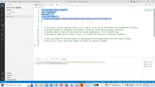 How to Install FastApi and uvicorn | How to connect to the server | First example code of FastApi