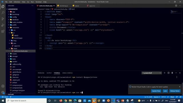 Laravel 8 et Bootstrap installation et configuration смотреть онлайн