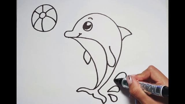 Как нарисовать дельфина - how to draw a dolphin - delfinni qanday chizish kerak смотреть онлайн