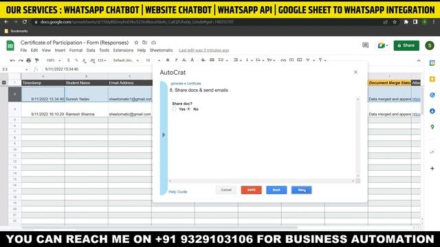 Generate e-Certificate and send on WhatsApp from Google Sheets Automatically #sheetomatic [Hindi] смотреть онлайн
