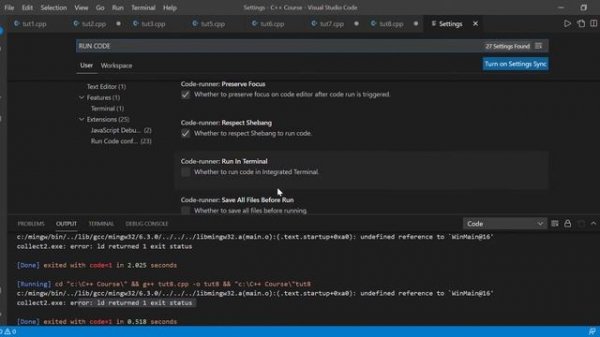 C/C++ VISUAL STUDIO CODE (1d returned error)//WINDOWS 10