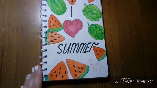 Разворот с арбузами/ как нарисовать арбуз/летние идеи для личного дневника смотреть онлайн