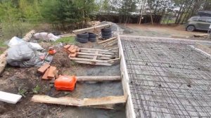 ФУНДАМЕНТНАЯ ПЛИТА ПОД ГАРАЖ! ЗАБЕТОНИЛ В ТЕМНОТЕ....