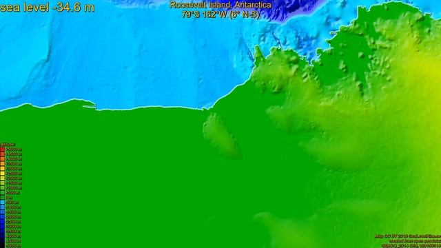 Roosevelt Island, Antarctica, sea level rise -135 - 65 m смотреть онлайн