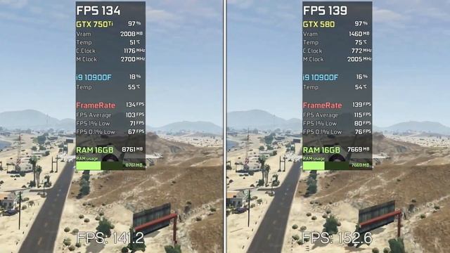 GTX 750 Ti vs GTX 580 in GTA V смотреть онлайн