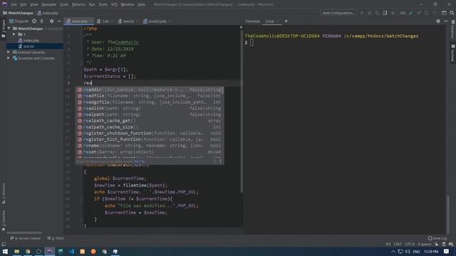 PHP Watch files and directories recursively смотреть онлайн