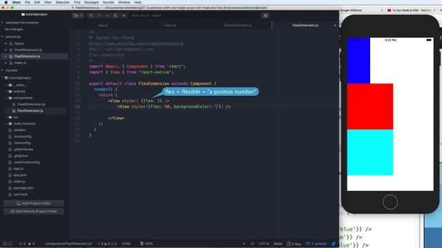 07-Tuỳ chỉnh các thuộc tính width, height và flex của một React Native Component смотреть онлайн