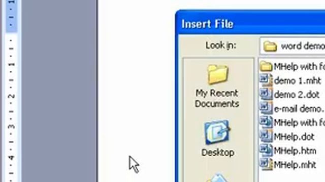Microsoft Office Word 2003 Insert another file into an open document смотреть онлайн