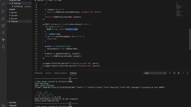 RESTful API in Golang using Echo - POST method смотреть онлайн