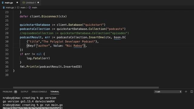 Quick Start: Creating MongoDB Documents with Go смотреть онлайн