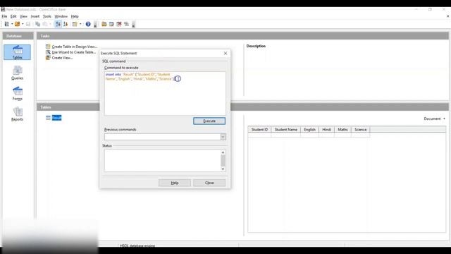 SQL "INSERT" COMMAND ON OPEN OFFICE смотреть онлайн