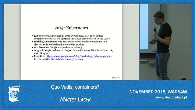 DevOpsDays Warsaw 2018 - Maciej Lasyk - Quo Vadis, Containers? смотреть онлайн