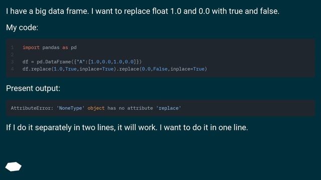 Python replace 1.0 and 0.0 with True and False in dataframe смотреть онлайн