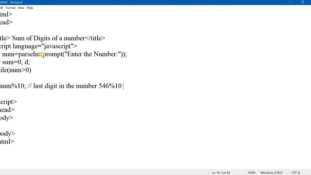 Sum of Digits of a number using javascript смотреть онлайн