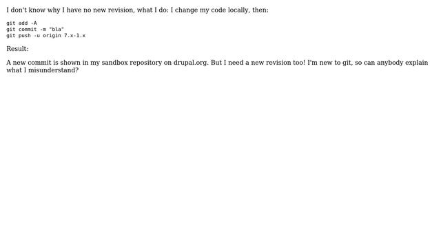 Drupal: Drupal-git-sandbox project: commits are shown but no new revision смотреть онлайн