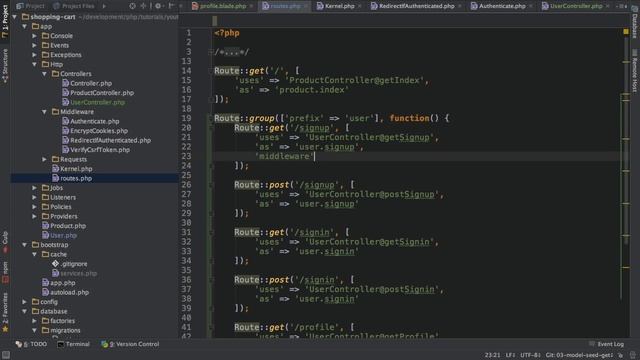 Laravel 5.2 PHP - Build a Shopping Cart - #7 Middleware & Route Protection смотреть онлайн