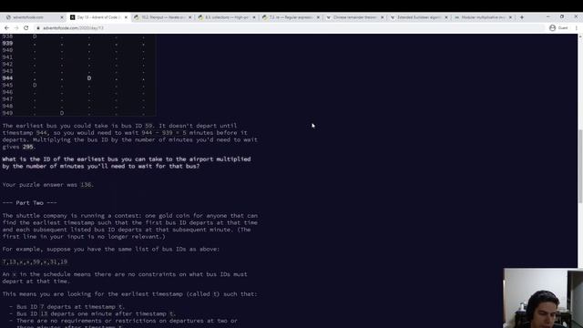 Advent of Code 2020 - Day 13 смотреть онлайн