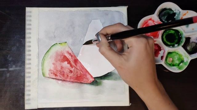 Картина акварелью Арбуз ~ Как рисовать фрукты ~ Урок рисования смотреть онлайн