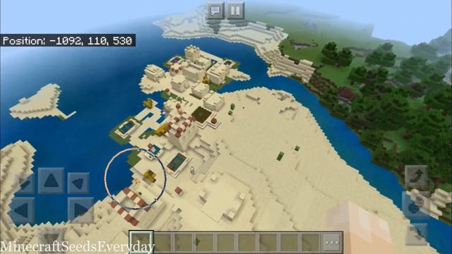 Minecraft Bedrock 1.14.30 Seed: Island at spawn and stronghold under desert village смотреть онлайн