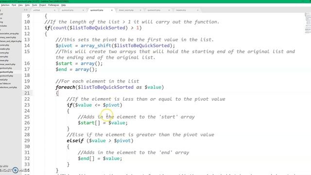 Quick Sort in PHP смотреть онлайн