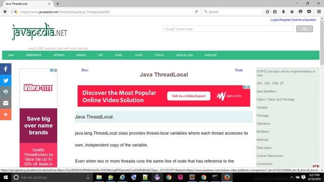 Java ThreadLocal.
- javapedia.net смотреть онлайн