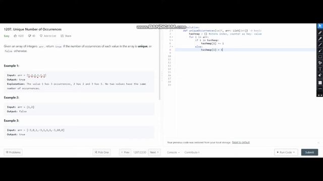 LeetCode 1207 - Unique Number of Occurrences - Python смотреть онлайн
