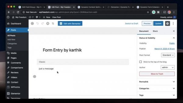 Elementor form save to database - Dynamic content for Elementor