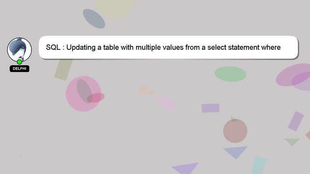 SQL : Updating a table with multiple values from a select statement where the date matches смотреть онлайн