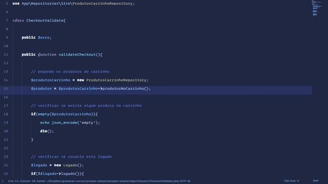 Loja Virtual com PHP#104 - Refatorando checkout#01 смотреть онлайн