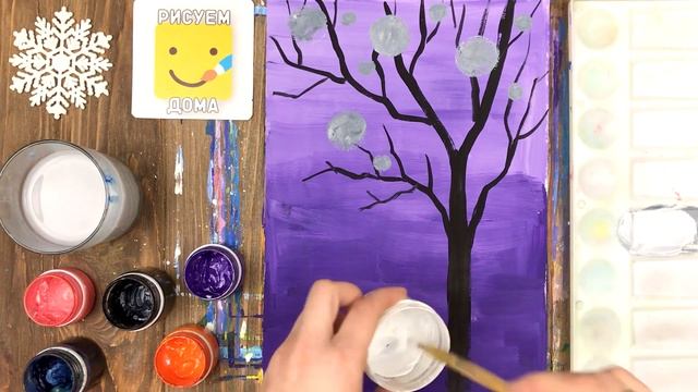 Как нарисовать ЗИМНЕЕ ДЕРЕВО/ урок рисования для детей смотреть онлайн