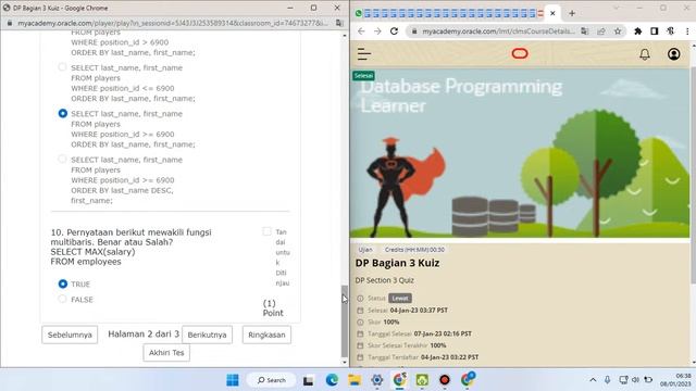Section 3 Quiz Database Programming with SQL Oracle @KuliahITN смотреть онлайн